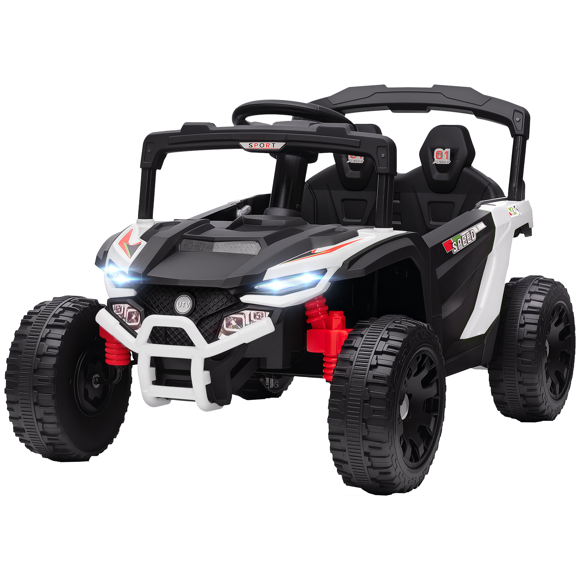 12V Kids Ride On Truck with Dual Motors, Rear Suspension, Remote Control for 3-8 Years Boys Girls, White