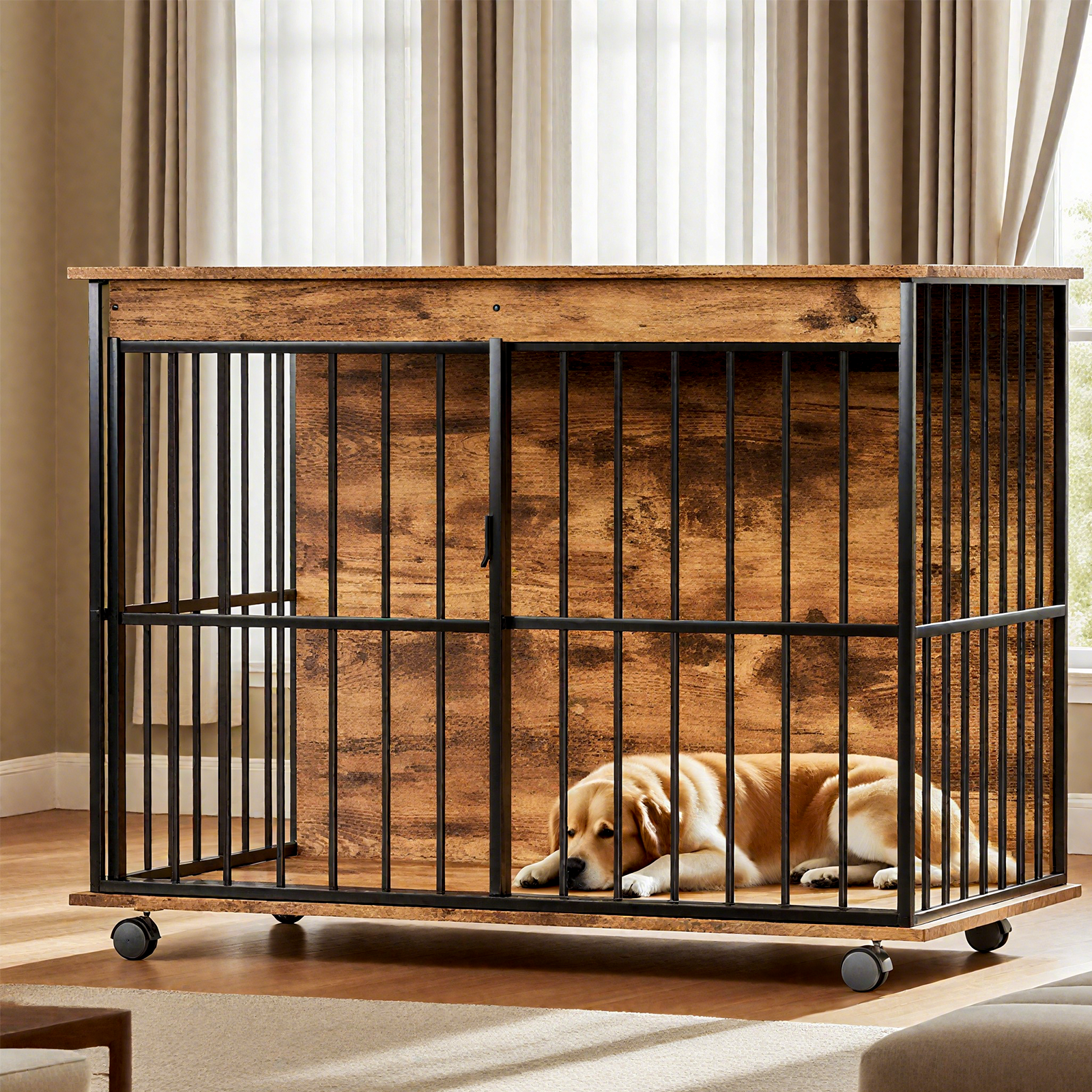 Dog crate furniture, large-sized dog crate suitable for medium to large dogs, wooden dog kennel furniture