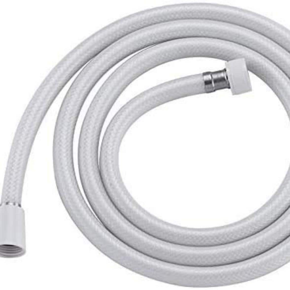 PVC Shower Hose 59 Inches Extra Long Smooth Handheld Shower Hose Flexible Anti-Kink Handheld Shower Head Hose with brass spin inner core White